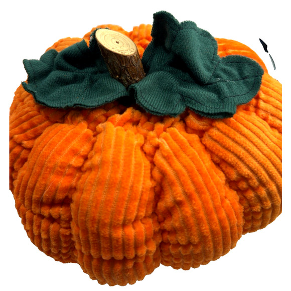 3 Orange Corduroy Pumpkin Plush Wood Stems Felt Leaves Fall Harvest Decor Jo-Ann - Picture 9 of 10